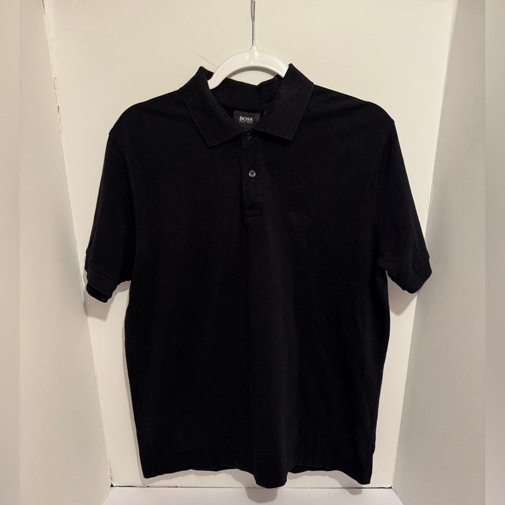 Hugo Boss Pallas Cotton Short Sleeve Polo Shirt Size L Black